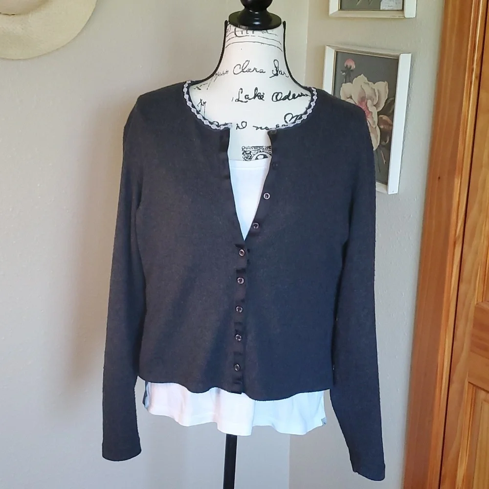Xhilaration Cardigan Sweater Charcoal Gray SIZE XL - Picture 2 of 9